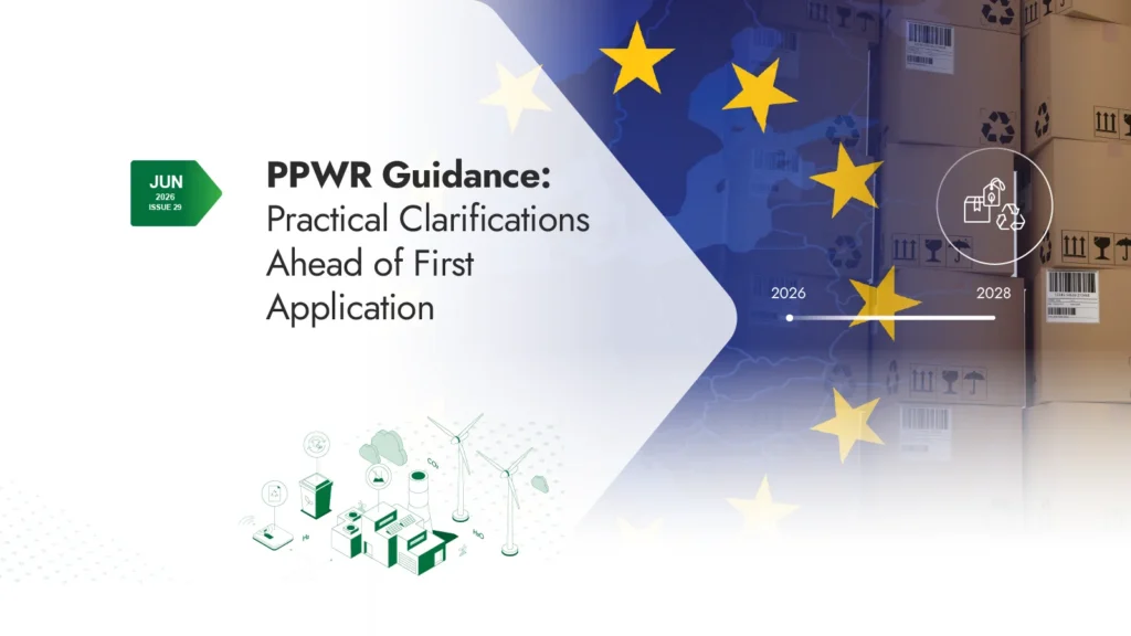 Cover image for Sustainability Insights Issue 29 featuring PPWR guidance updates, packaging compliance requirements, and sustainability initiatives.