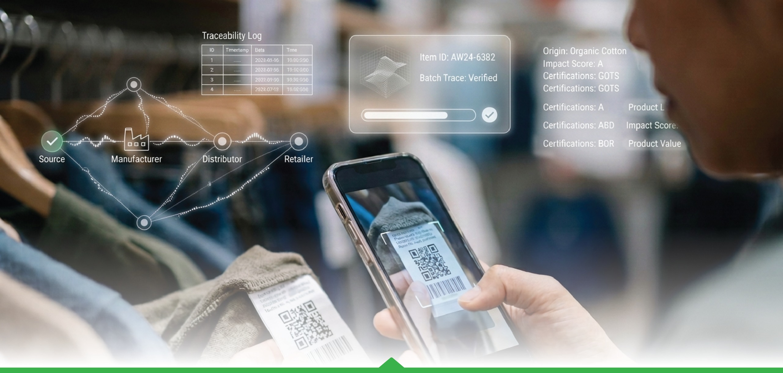 Apparel RFID tag and digital product data dashboard supporting traceability for sustainability claim substantiation and Digital Product Passport readiness